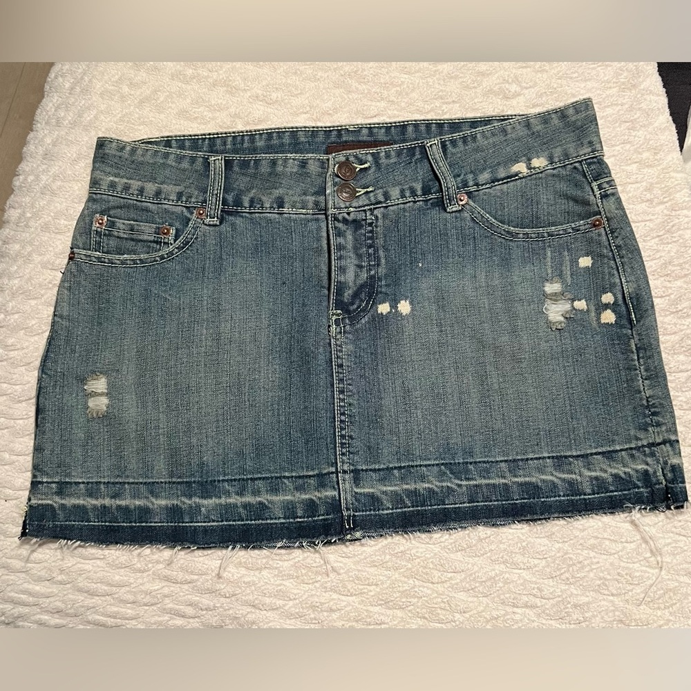 Blue Gray Casual Mini Jean Skirt